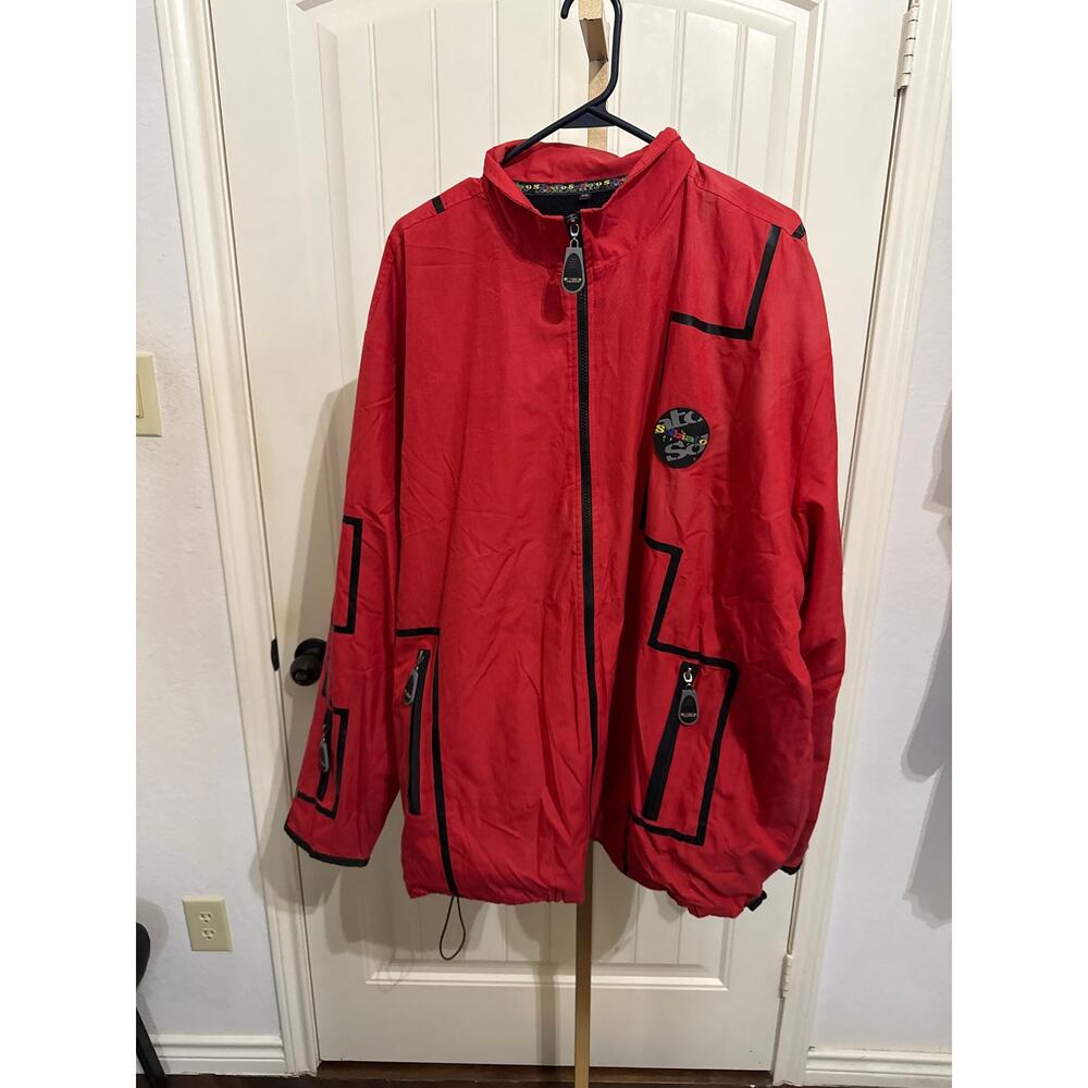 Vintage Solbiato Sport Fleece Lined Jacket Red Black Mens XXL Hip Hop DMV